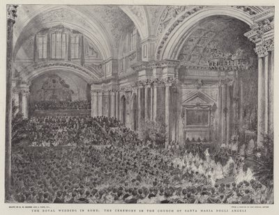 The Royal Wedding in Rome, the Ceremony in the Church of Santa Maria Degli Angeli by Henry William Brewer